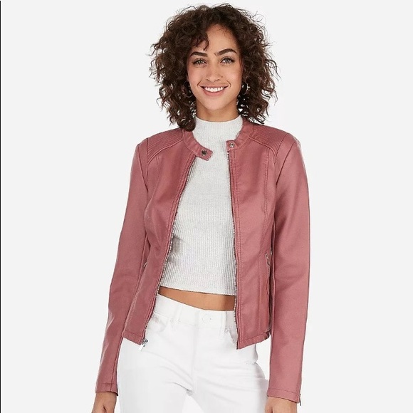 Express Jackets & Blazers - NWT Express Faux Vegan Leather Moto Jacket Small